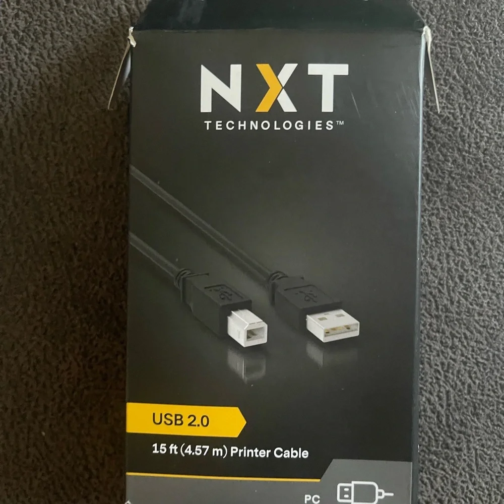 Black USB 2.0 Printer Cable - 15 ft